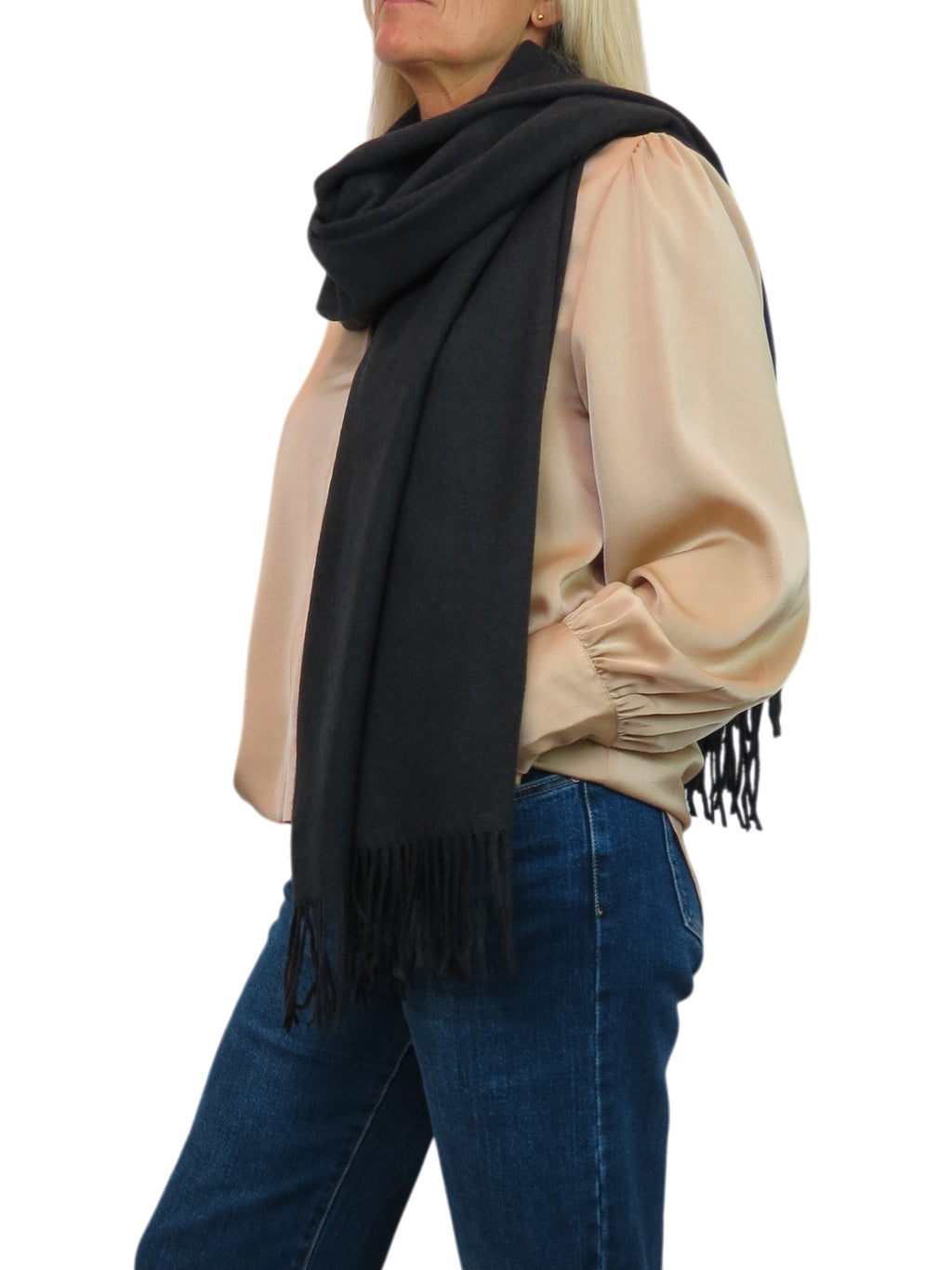 Cashmere Blend Pashmina Shawl Oversized Scarf Black