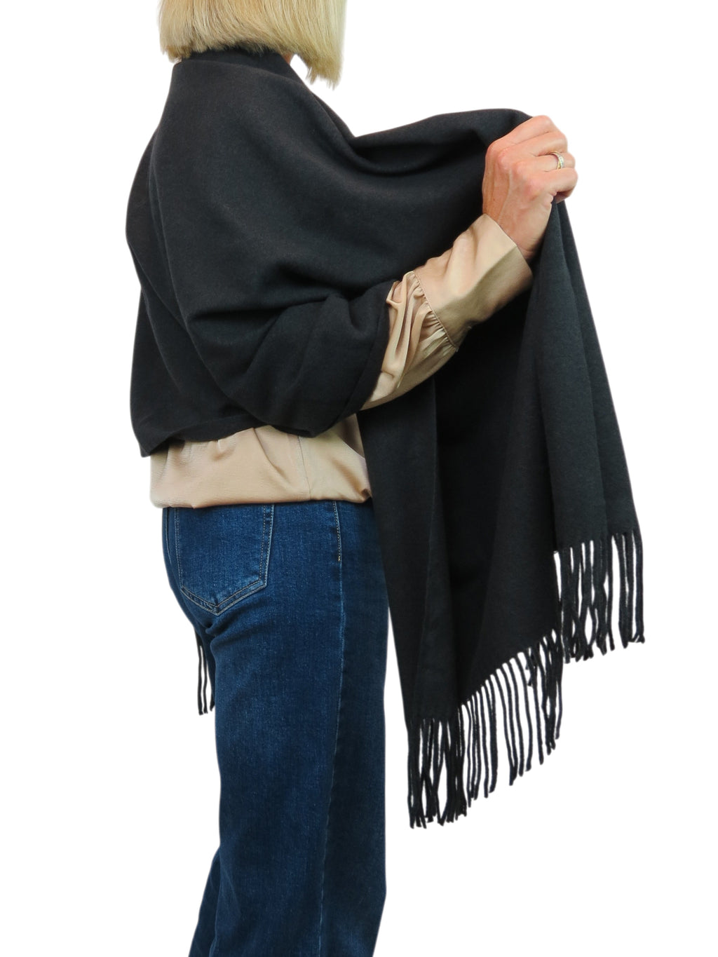 Cashmere Blend Pashmina Shawl Oversized Scarf Black