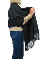 Cashmere Blend Pashmina Shawl Oversized Scarf Black