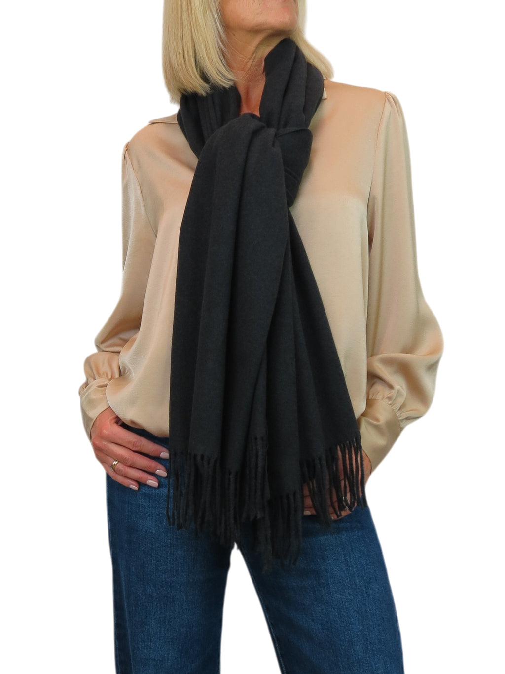 Cashmere Blend Pashmina Shawl Oversized Scarf Black