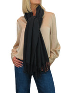 Cashmere Blend Pashmina Shawl Oversized Scarf Black