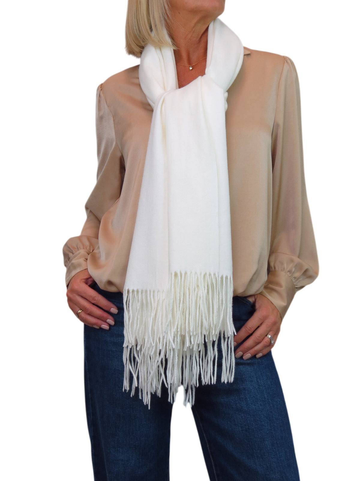 Cashmere Blend Pashmina Shawl Oversized Scarf Cream