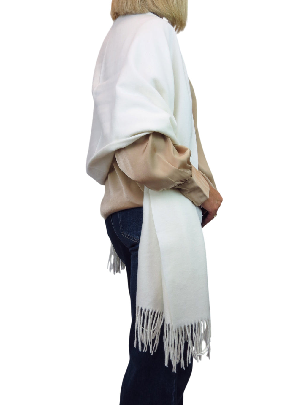Cashmere Blend Pashmina Shawl Oversized Scarf Cream