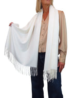 Cashmere Blend Pashmina Shawl Oversized Scarf Cream