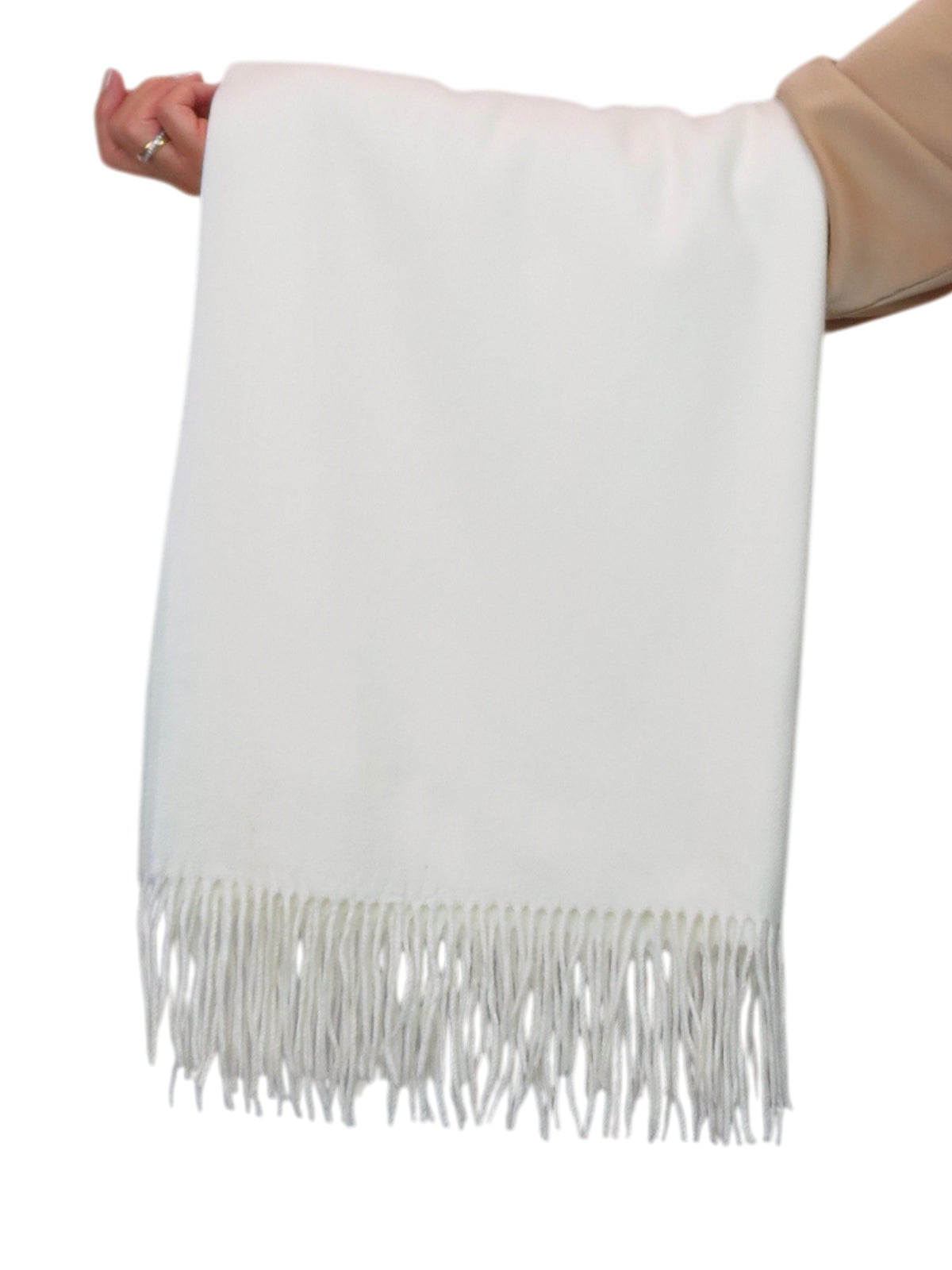 Cashmere Blend Pashmina Shawl Oversized Scarf Cream
