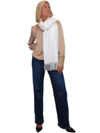 Cashmere Blend Pashmina Shawl Oversized Scarf Cream