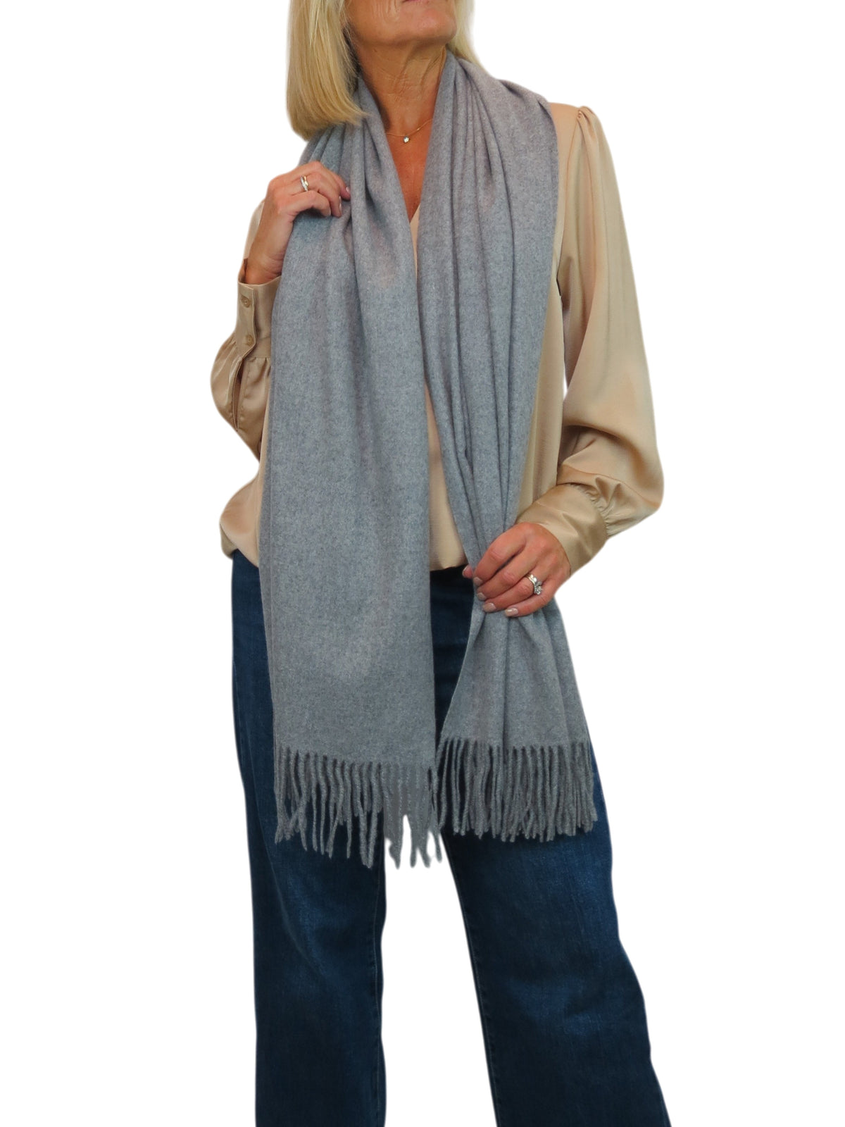 Cashmere Blend Pashmina Shawl Oversized Scarf Grey