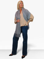 Cashmere Blend Pashmina Shawl Oversized Scarf Grey