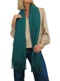 Paulo Due Womens Cashmere Blend Pashmina Shawl Oversized Scarf Forest Green