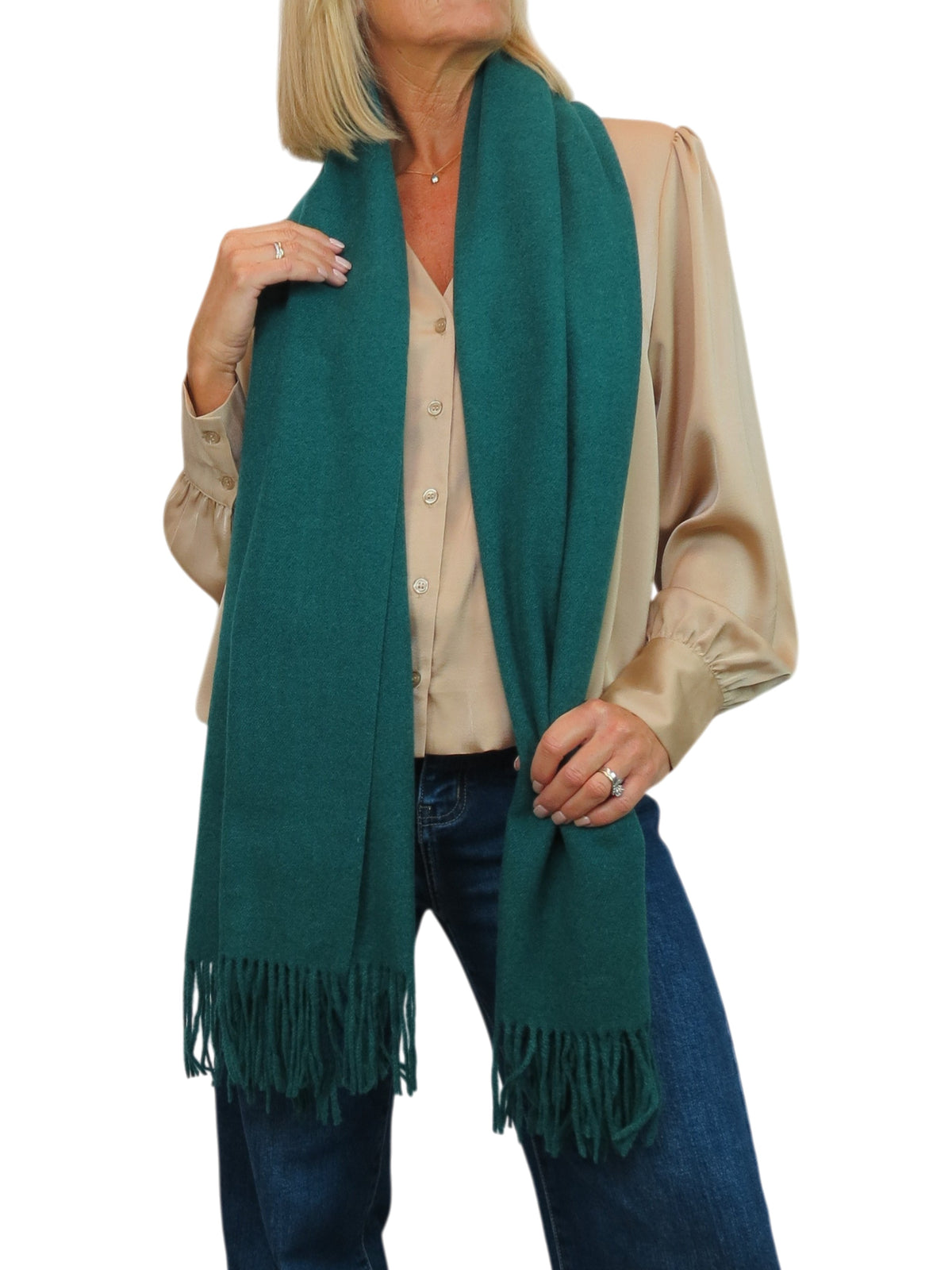 Paulo Due Womens Cashmere Blend Pashmina Shawl Oversized Scarf Forest Green