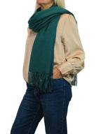 Paulo Due Womens Cashmere Blend Pashmina Shawl Oversized Scarf Forest Green