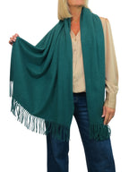 Paulo Due Womens Cashmere Blend Pashmina Shawl Oversized Scarf Forest Green