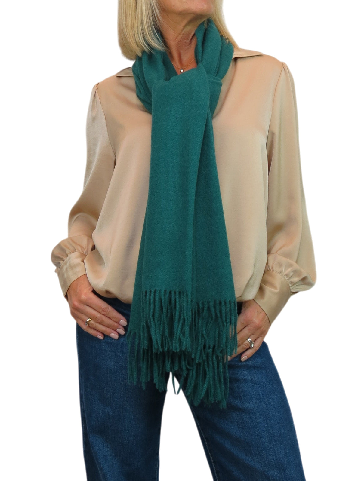 Paulo Due Womens Cashmere Blend Pashmina Shawl Oversized Scarf Forest Green