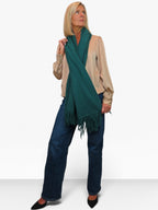 Paulo Due Womens Cashmere Blend Pashmina Shawl Oversized Scarf Forest Green