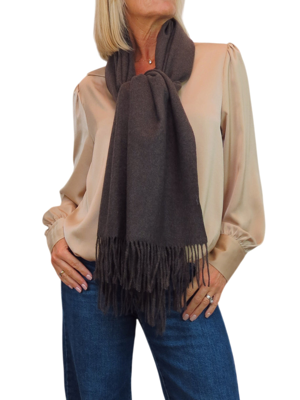 Cashmere Blend Pashmina Shawl Oversized Scarf Brown