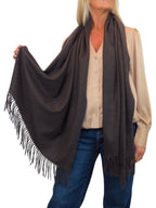 Cashmere Blend Pashmina Shawl Oversized Scarf Brown
