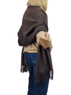 Cashmere Blend Pashmina Shawl Oversized Scarf Brown