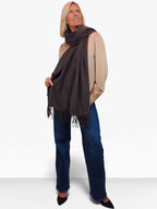 Cashmere Blend Pashmina Shawl Oversized Scarf Brown