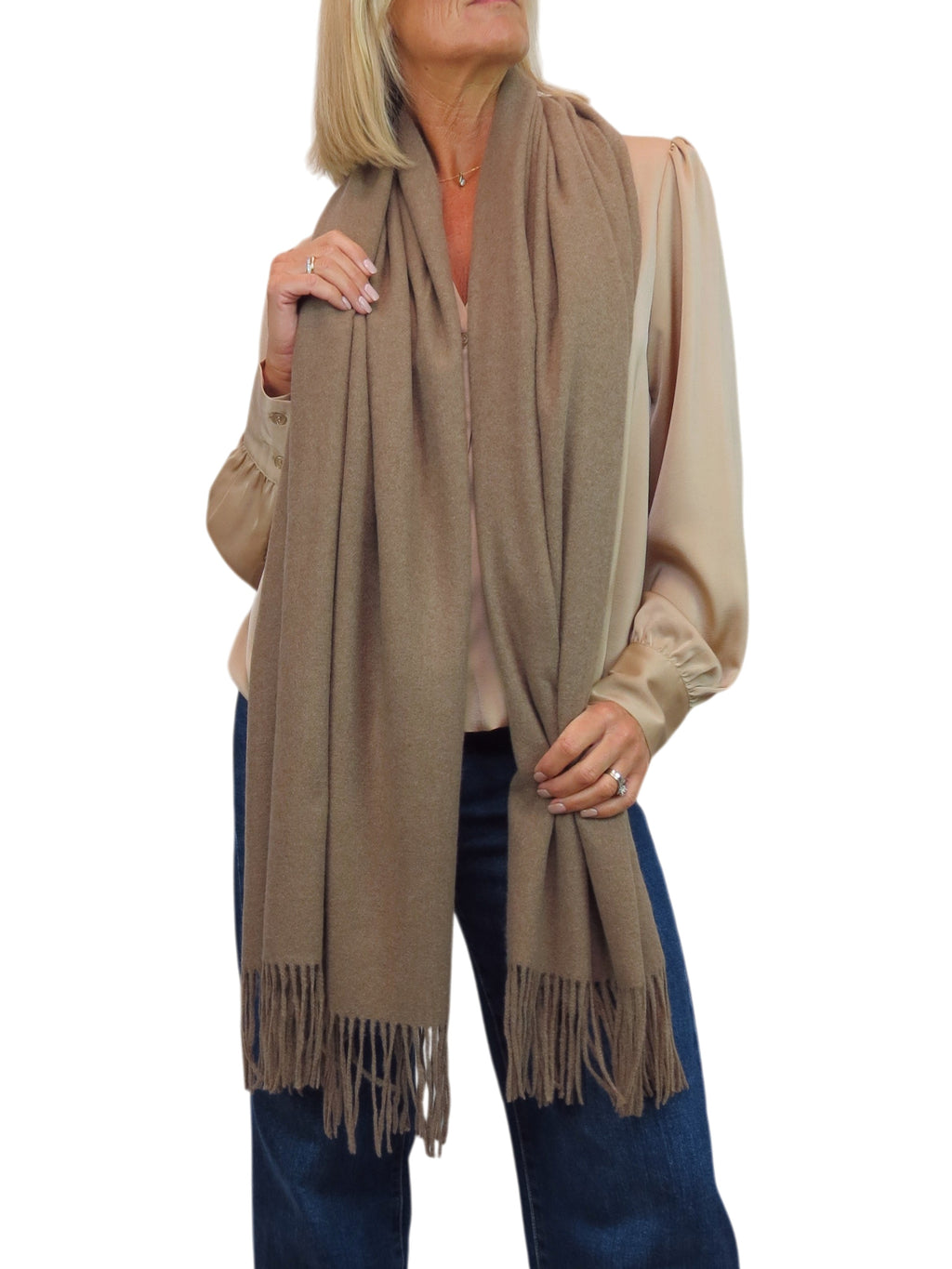 Cashmere Blend Pashmina Shawl Oversized Scarf Taupe