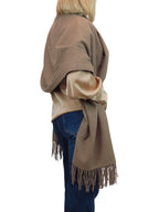 Cashmere Blend Pashmina Shawl Oversized Scarf Taupe