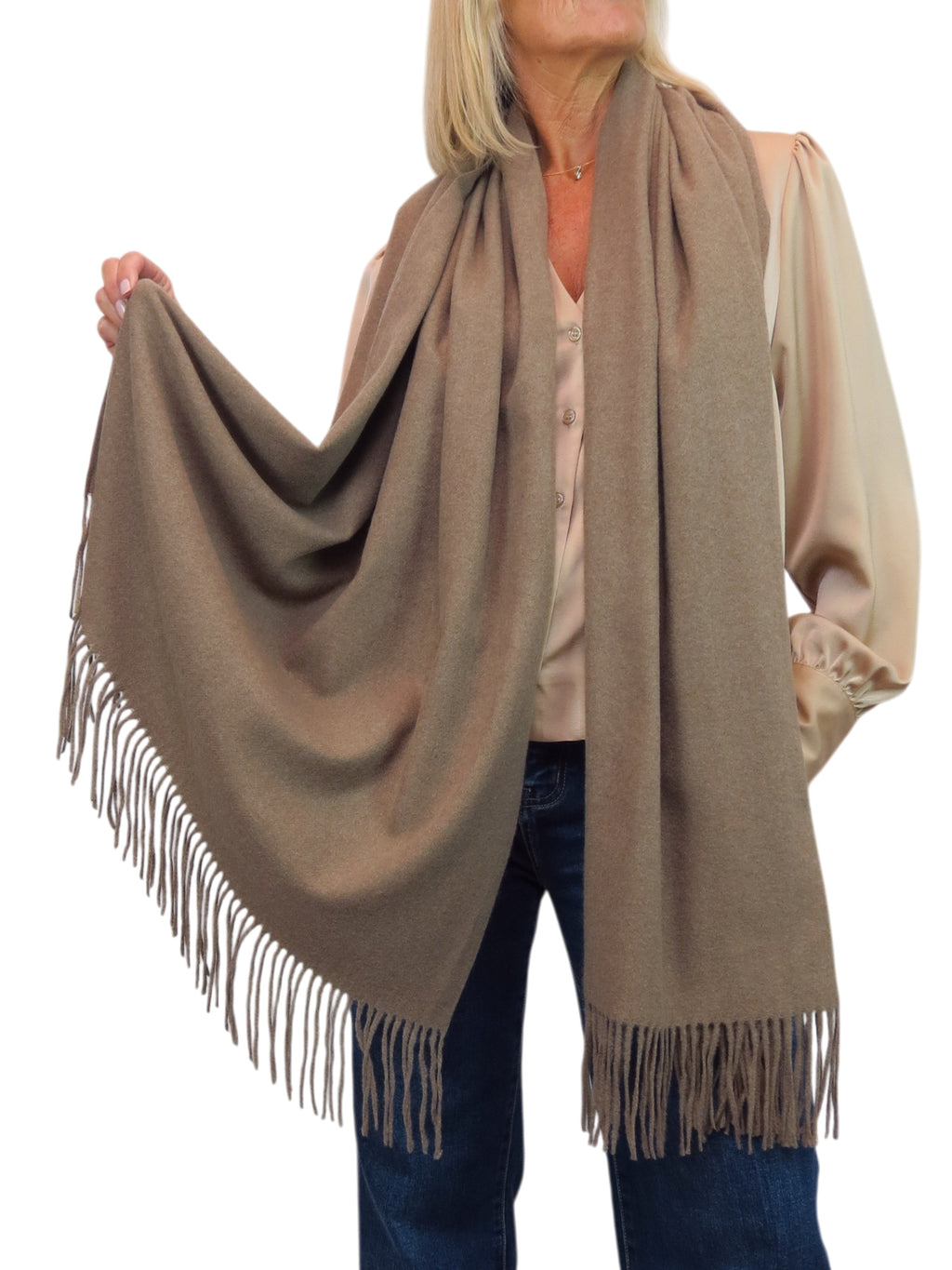 Cashmere Blend Pashmina Shawl Oversized Scarf Taupe