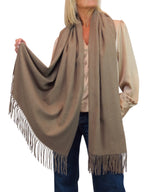 Cashmere Blend Pashmina Shawl Oversized Scarf Taupe