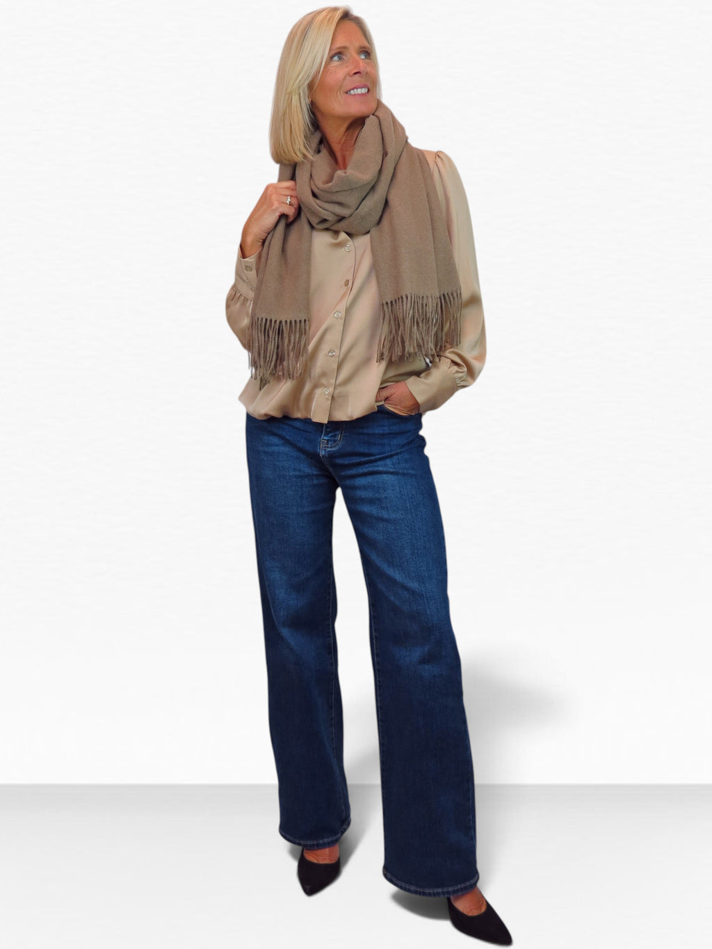 Cashmere Blend Pashmina Shawl Oversized Scarf Taupe