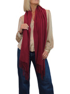 Cashmere Blend Pashmina Shawl Oversized Scarf Burgundy