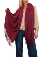 Cashmere Blend Pashmina Shawl Oversized Scarf Burgundy