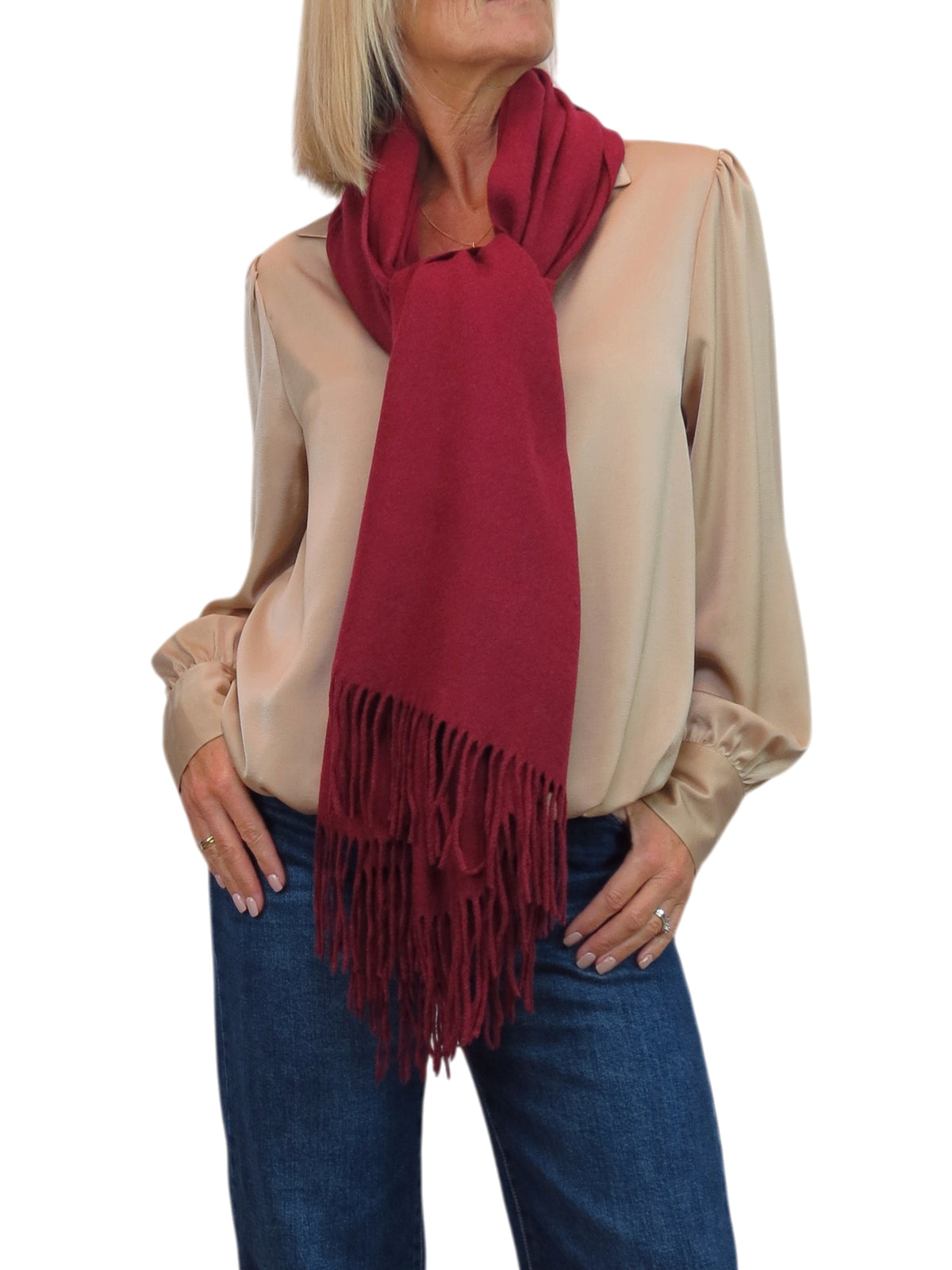 Cashmere Blend Pashmina Shawl Oversized Scarf Burgundy