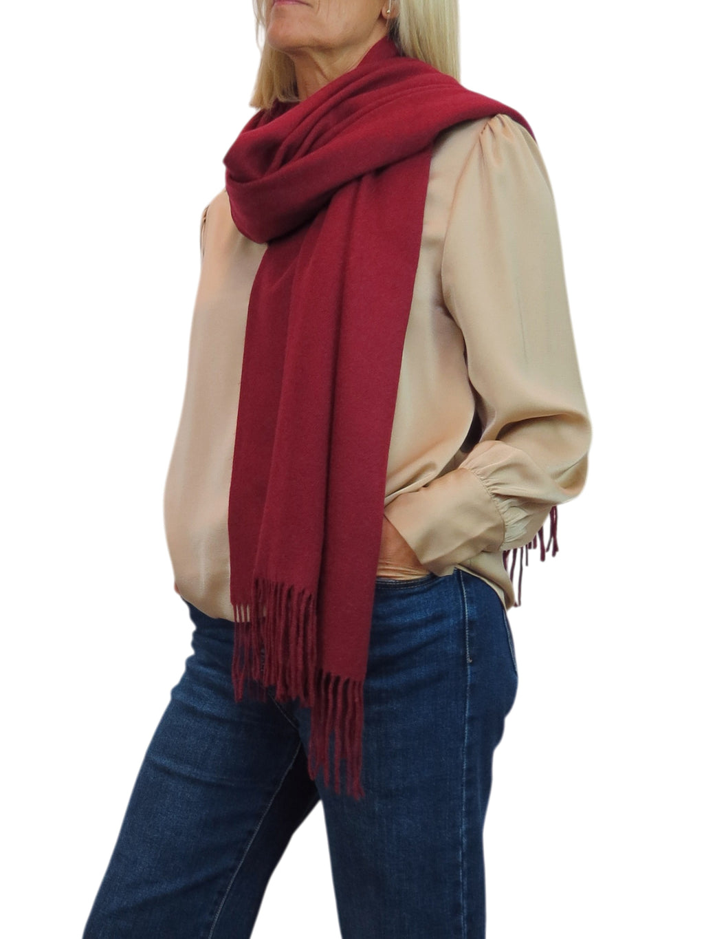 Cashmere Blend Pashmina Shawl Oversized Scarf Burgundy