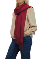 Cashmere Blend Pashmina Shawl Oversized Scarf Burgundy
