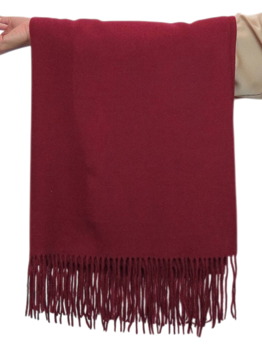 Cashmere Blend Pashmina Shawl Oversized Scarf Burgundy