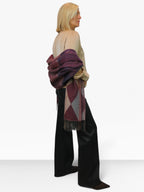 Wool Blend Argyle Pashmina Shawl Oversized Scarf Burgundy