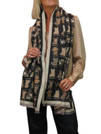 Cashmere Blend Dog Print Pashmina Scarf Dark Brown