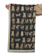 Cashmere Blend Dog Print Pashmina Scarf Dark Brown
