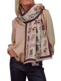 Cashmere Blend Dog Print Pashmina Scarf Beige