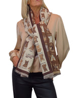 Cashmere Blend Dog Print Pashmina Scarf Beige