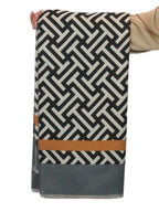 Cashmere Blend Geometric Pashmina Scarf Reversible Black