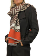 Cashmere Blend Geometric Pashmina Scarf Reversible Tan