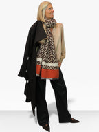 Cashmere Blend Geometric Pashmina Scarf Reversible Tan