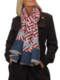 Cashmere Blend Geometric Pashmina Scarf Reversible Red
