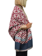 Cashmere Blend Geometric Pashmina Scarf Reversible Red