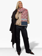 Cashmere Blend Geometric Pashmina Scarf Reversible Red