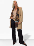 Cashmere Blend Geometric Pashmina Scarf Reversible Brown
