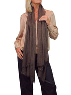 Lightweight Crinkle Scarf Two Tone Shawl Wrap Brown