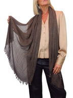 Lightweight Crinkle Scarf Two Tone Shawl Wrap Brown