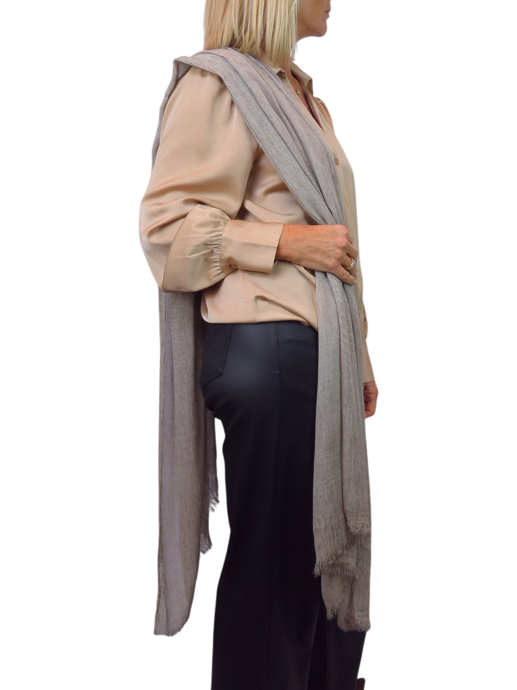 Lightweight Crinkle Scarf Two Tone Shawl Wrap Oatmeal