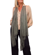 Lightweight Crinkle Scarf Two Tone Shawl Wrap Green