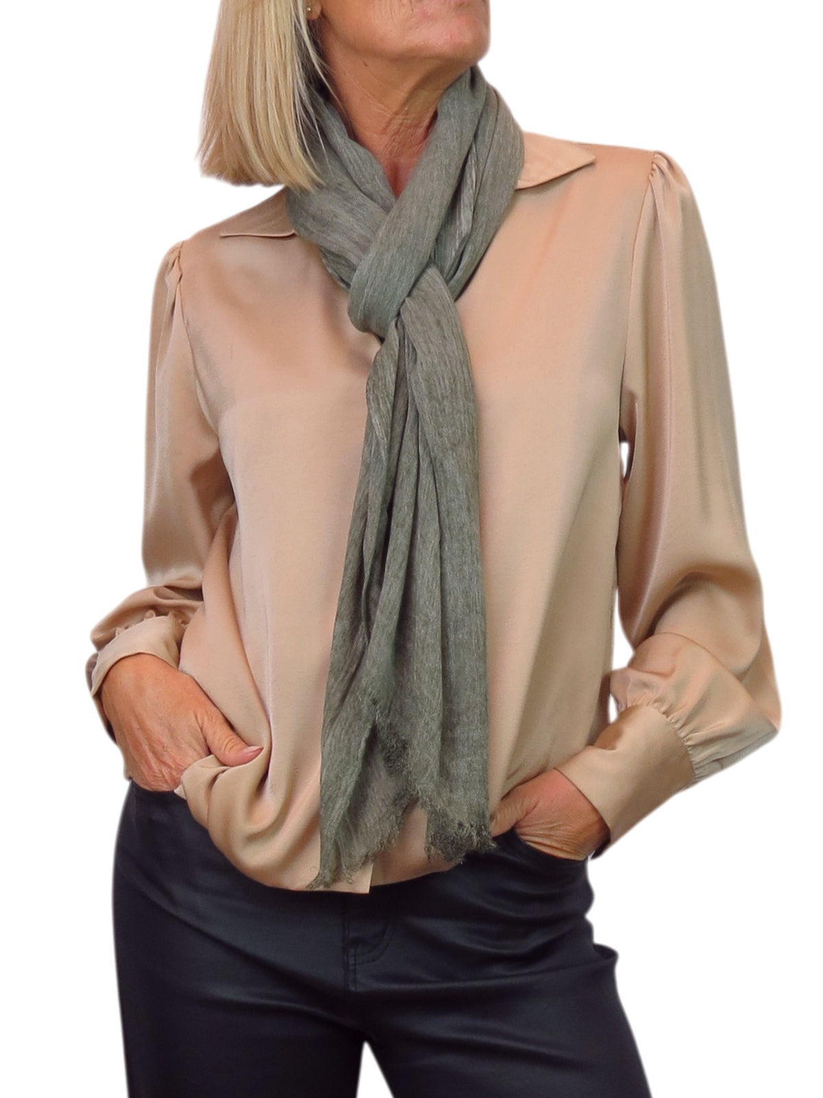 Lightweight Crinkle Scarf Two Tone Shawl Wrap Green